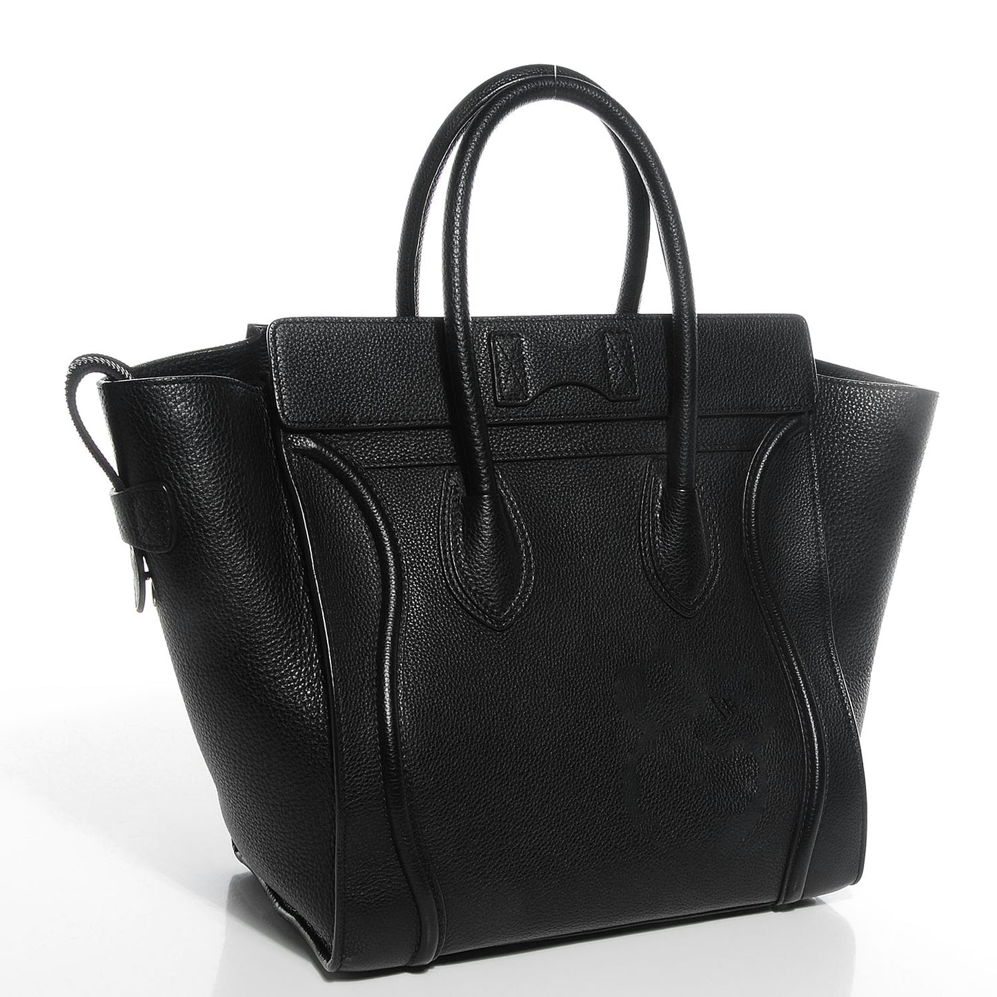 Drummed Calfskin Mini Luggage Black