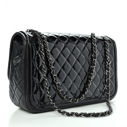 Chanel Patent Quilted Jumbo Classic Twist Flap Bag Black 3 of 10