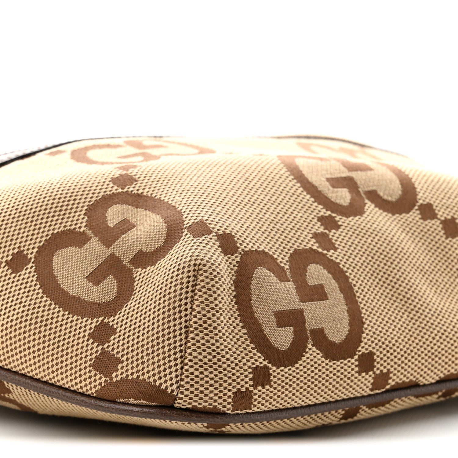 Gucci Monogram Jumbo GG Textured Dollar Calfskin Web Belt Bag Camel Ebony New Acero 9 of 10