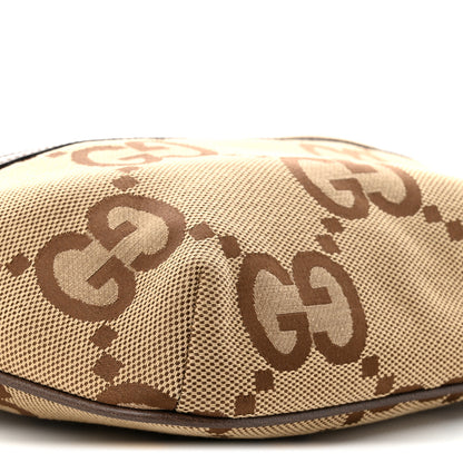 Gucci Monogram Jumbo GG Textured Dollar Calfskin Web Belt Bag Camel Ebony New Acero 9 of 10