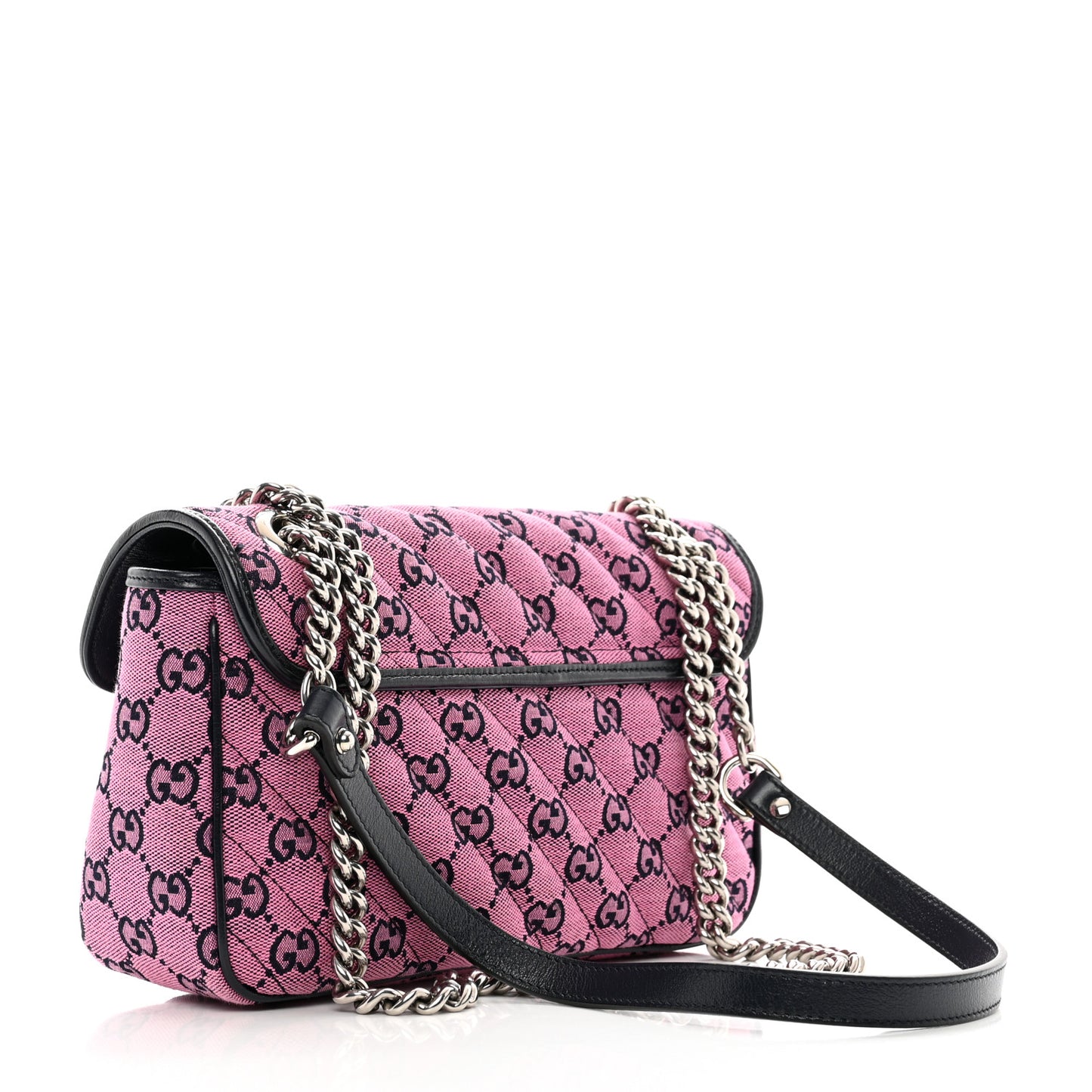Monogram Multicolor Matelasse Diagonal Small GG Marmont Shoulder Bag Pink Blue
