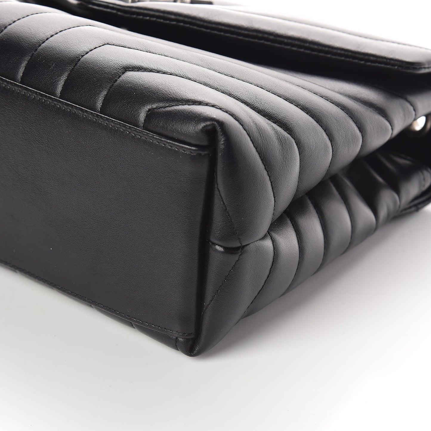 Calfskin Y Quilted Monogram Medium Loulou Chain Satchel Black