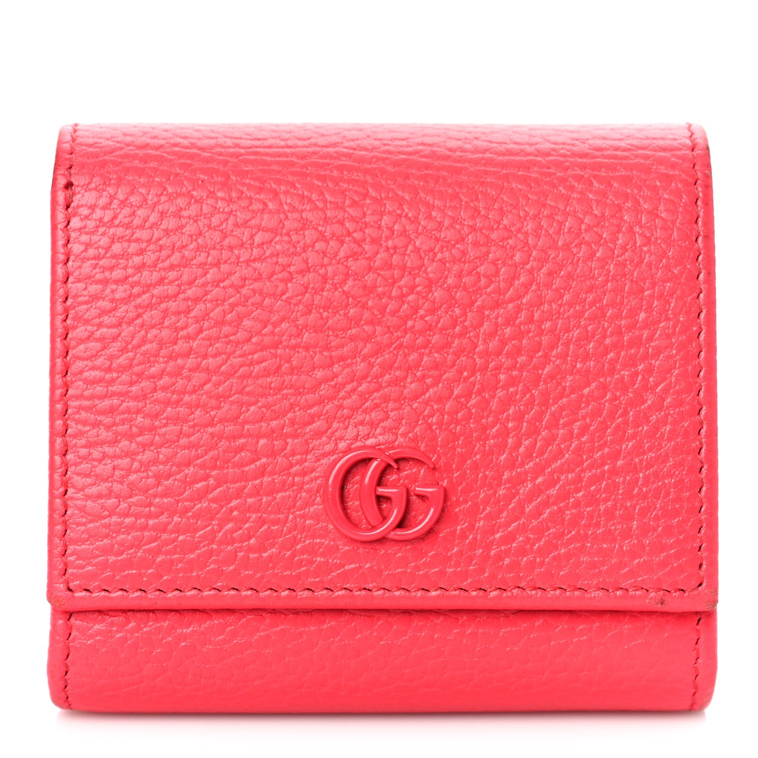 Gucci Dollar Calfskin Enamel Monochrome Medium GG Marmont Wallet Runway Coral 1 of 11