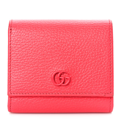 Gucci Dollar Calfskin Enamel Monochrome Medium GG Marmont Wallet Runway Coral 1 of 11