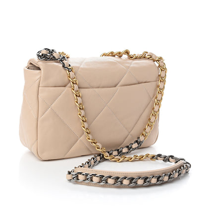 Chanel Lambskin Quilted Medium 19 Flap Beige 2 of 10