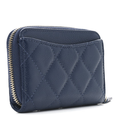 Chanel Caviar Quilted Zip Coin Purse Dark Blue 3 of 8