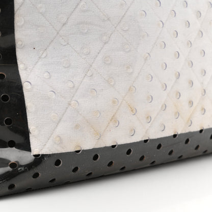 Chanel Canvas Vinyl Perforated CC Tote White Black Dark Navy 17 of 24