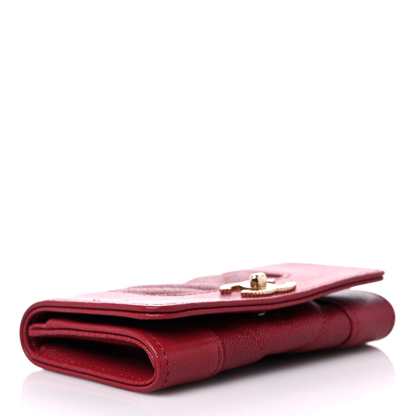 Caviar Chevron Quilted Mademoiselle Flap Card Holder Dark Pink