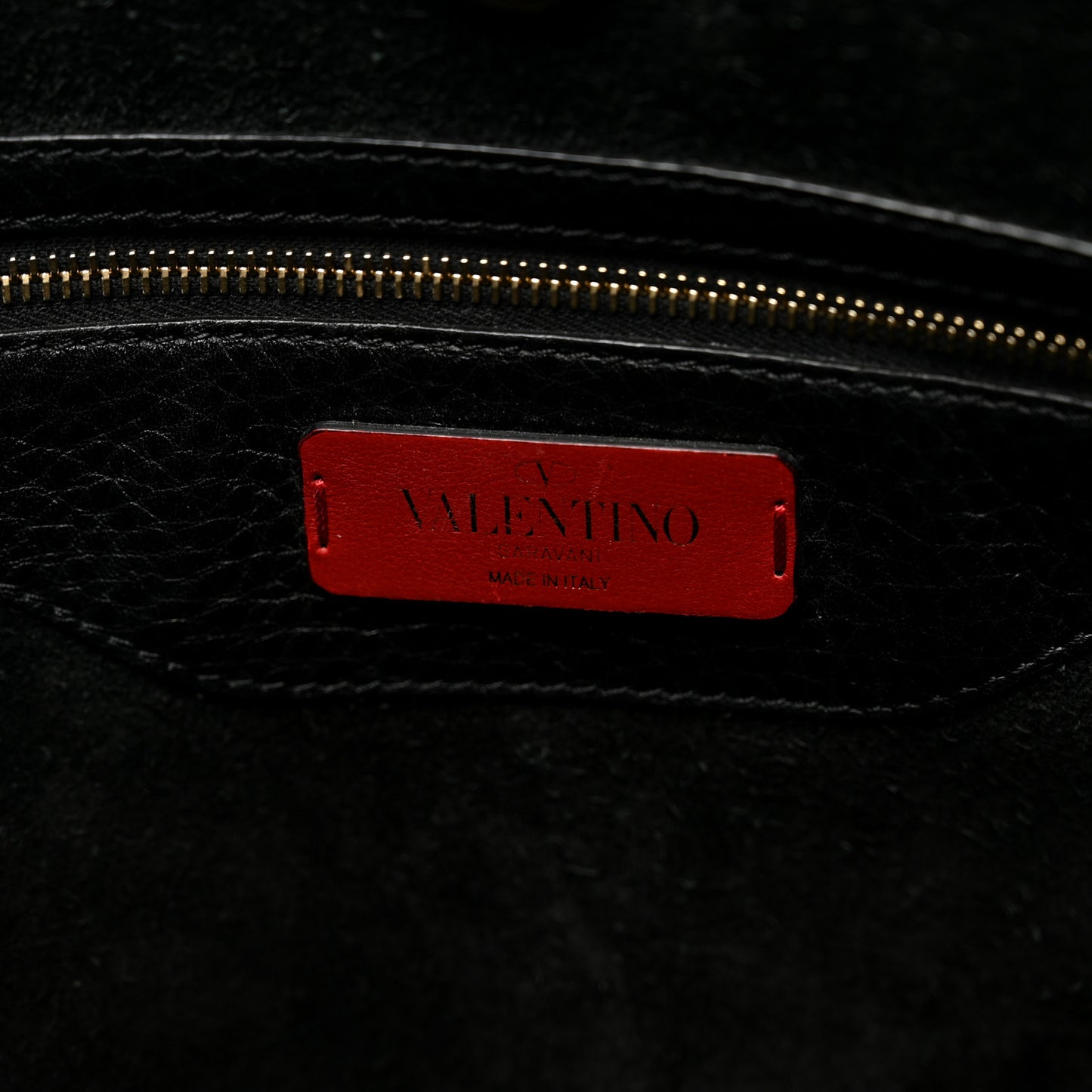 Grained Calfskin Small Rockstud Shoulder Tote Black