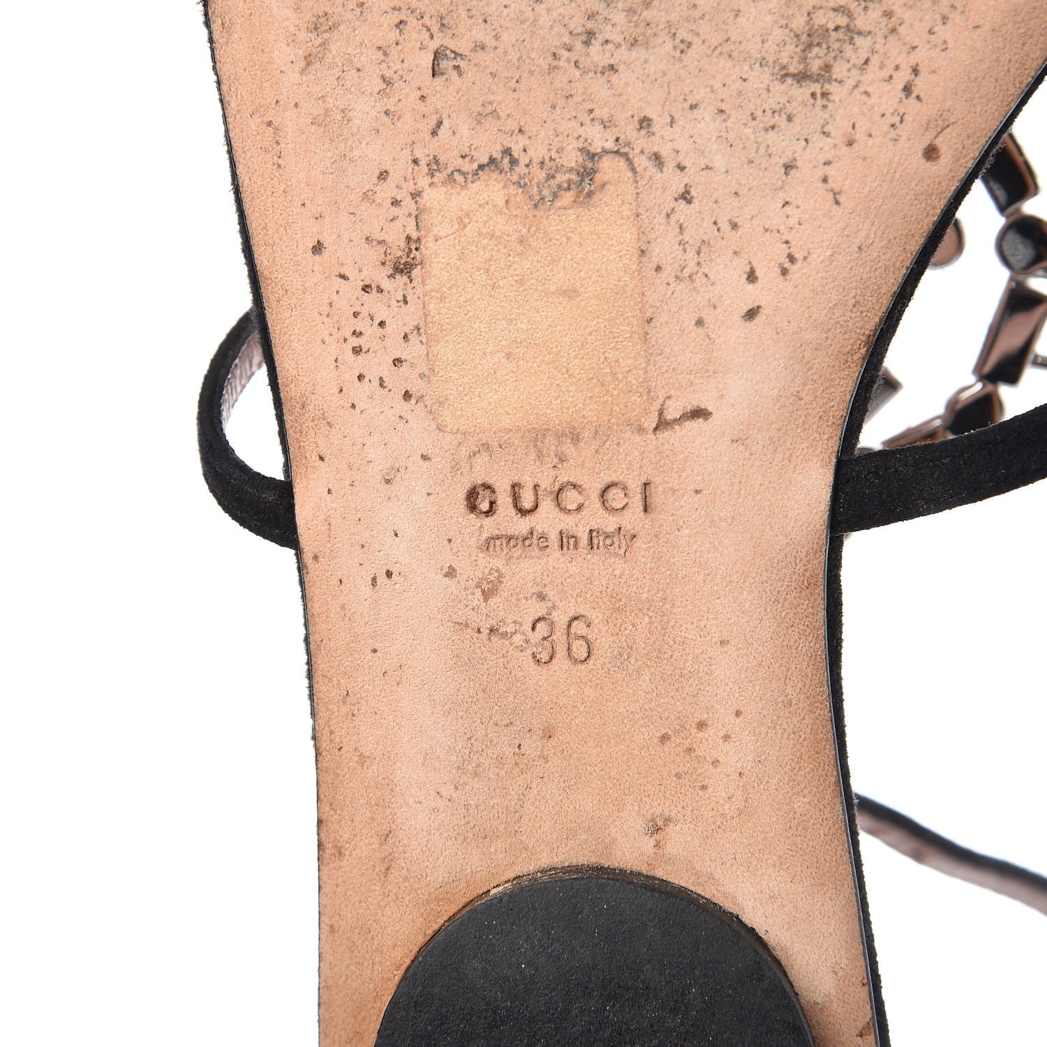 Gucci Suede Crystal GG Thong Sandals 36 Black 8 of 10