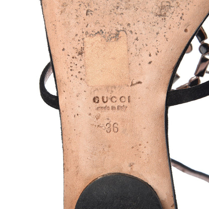 Gucci Suede Crystal GG Thong Sandals 36 Black 8 of 10