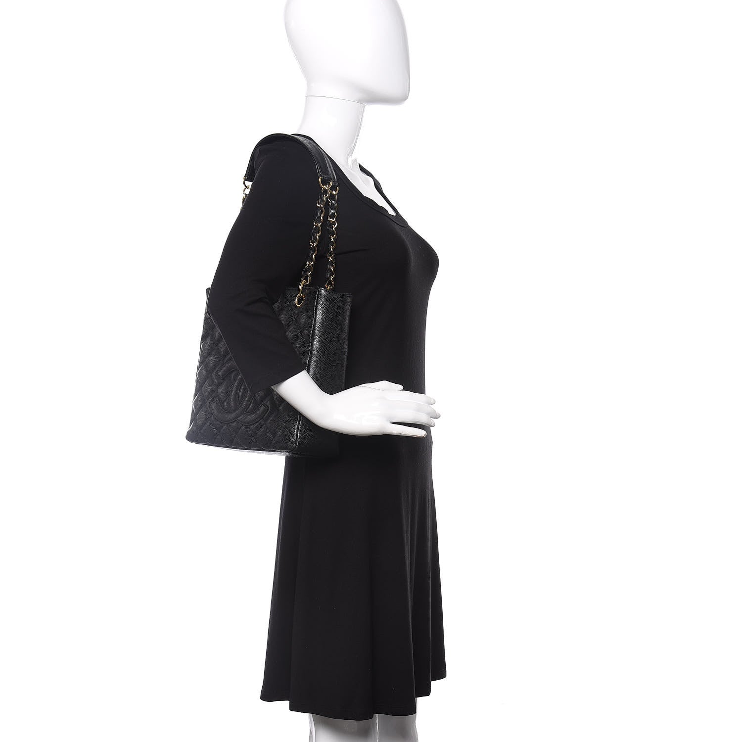 Chanel Caviar Quilted Petit Shopping Tote PST Black 2 of 10