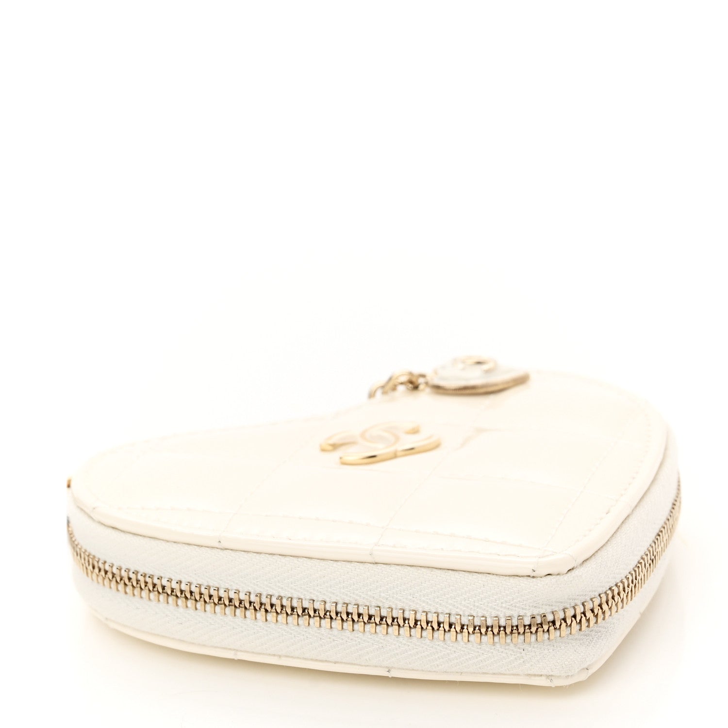 Chanel Patent Calfskin Resin Quilted CC Heart Clutch With Chain Black 6 of 17