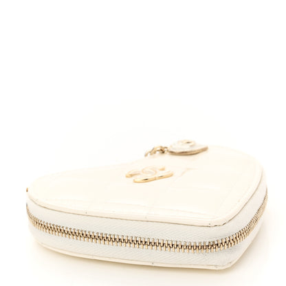 Chanel Patent Calfskin Resin Quilted CC Heart Clutch With Chain Black 6 of 17