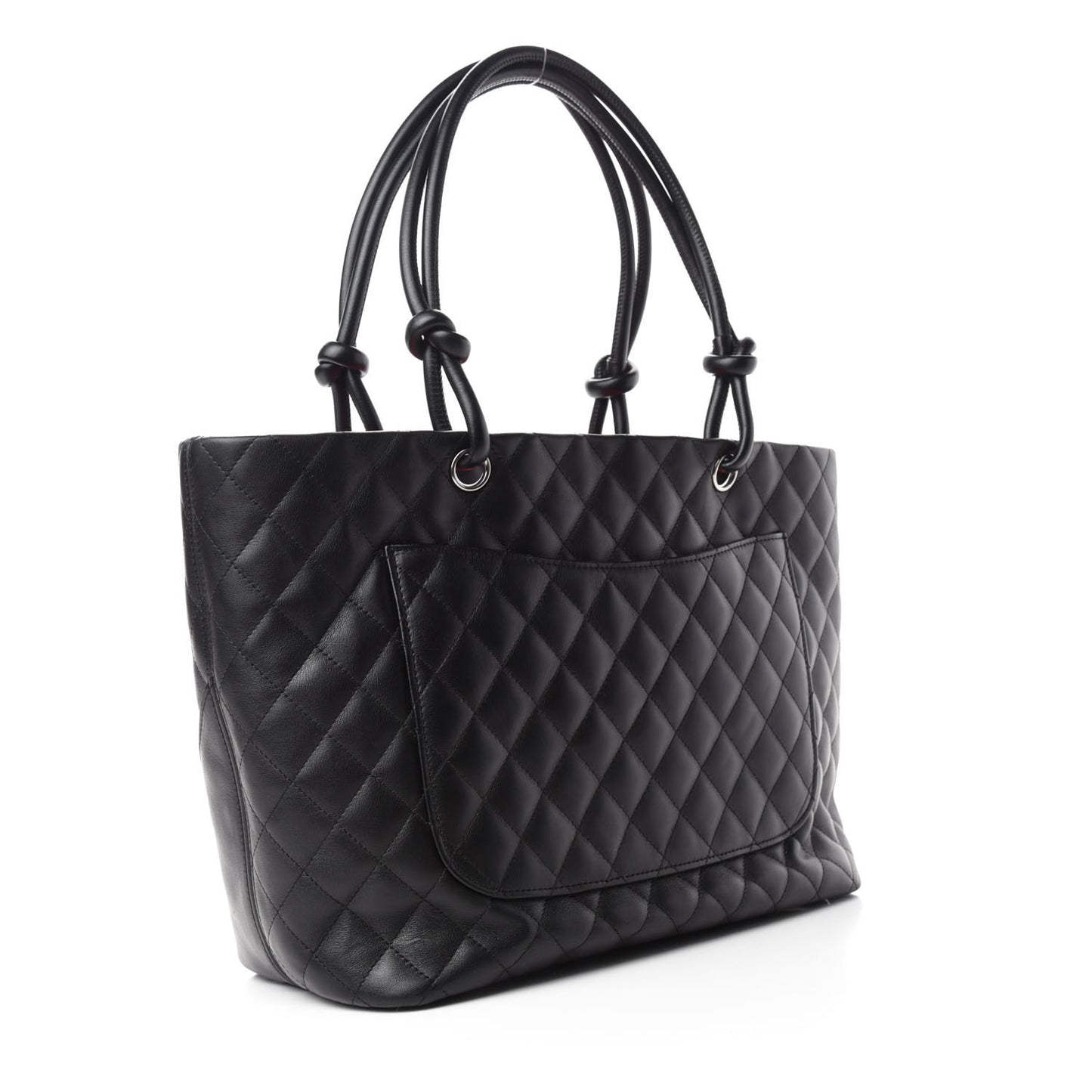 Calfskin Quilted Large Cambon Tote Black