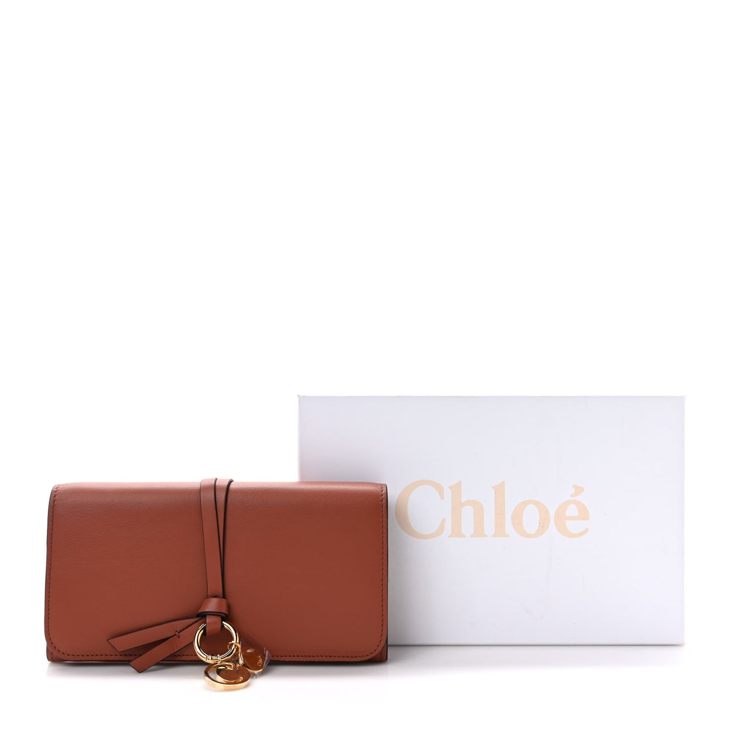 Calfskin Alphabet Long Wallet Brown
