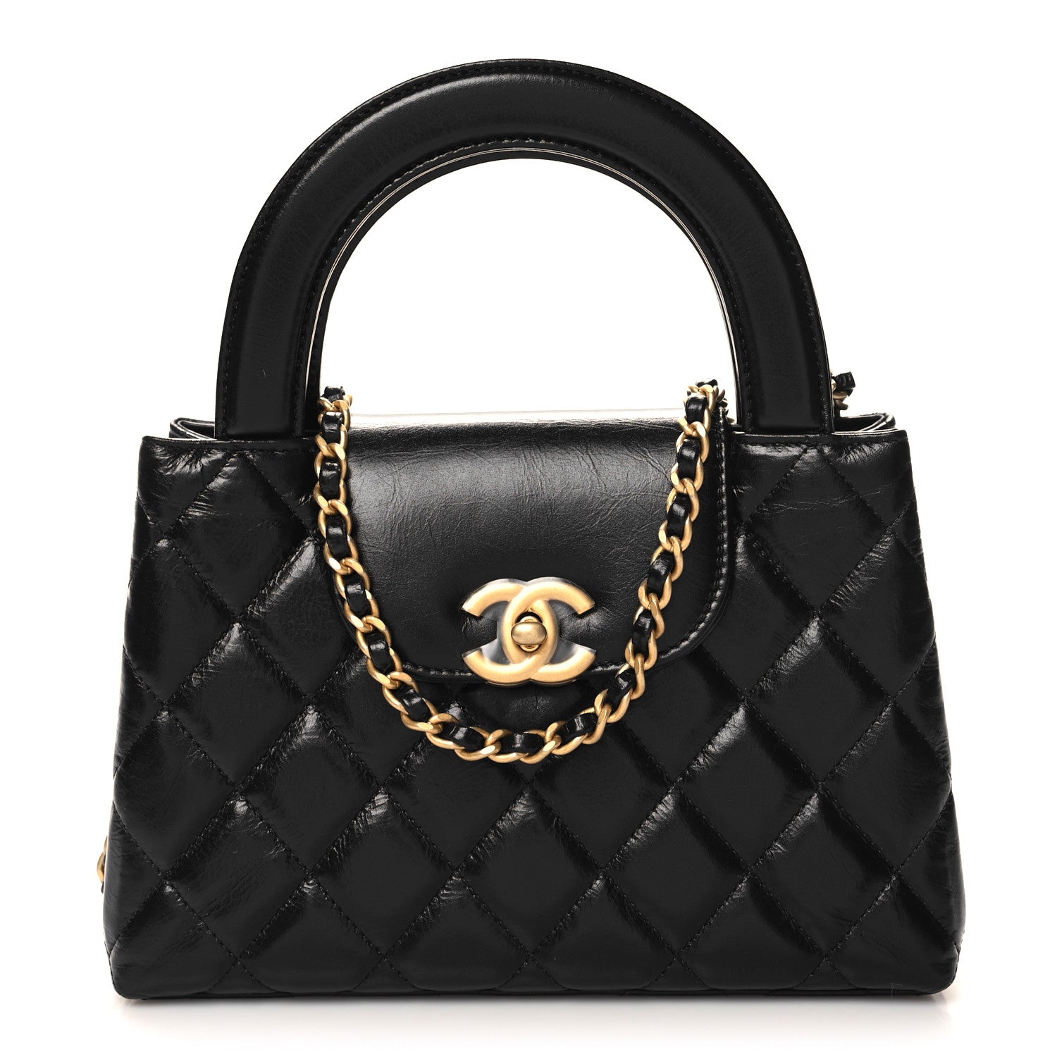 Chanel Shiny Aged Calfskin Quilted Nano Kelly Shopper Black 1 of 11