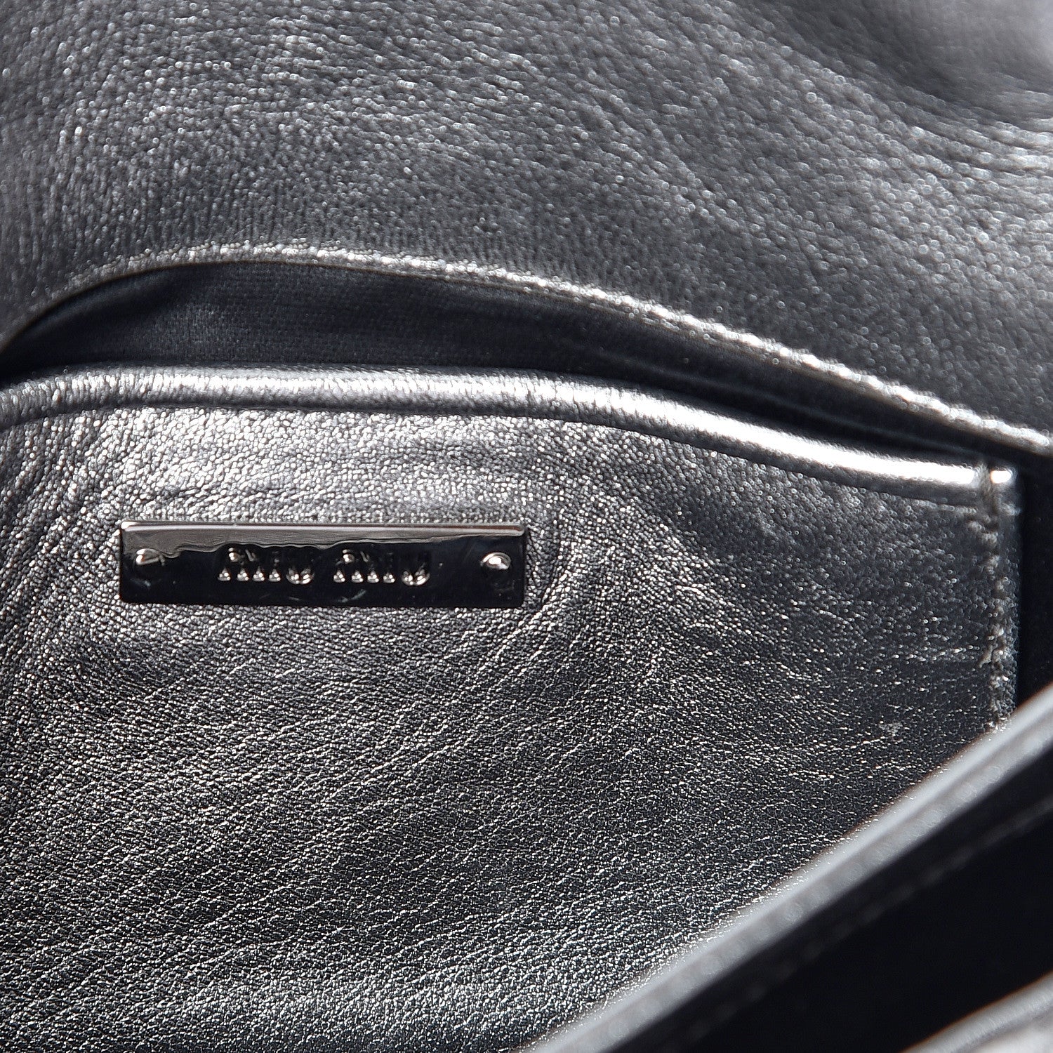 Miu Miu Metallic Nappa Matelasse Chain Crossbody Cromo 9 of 11