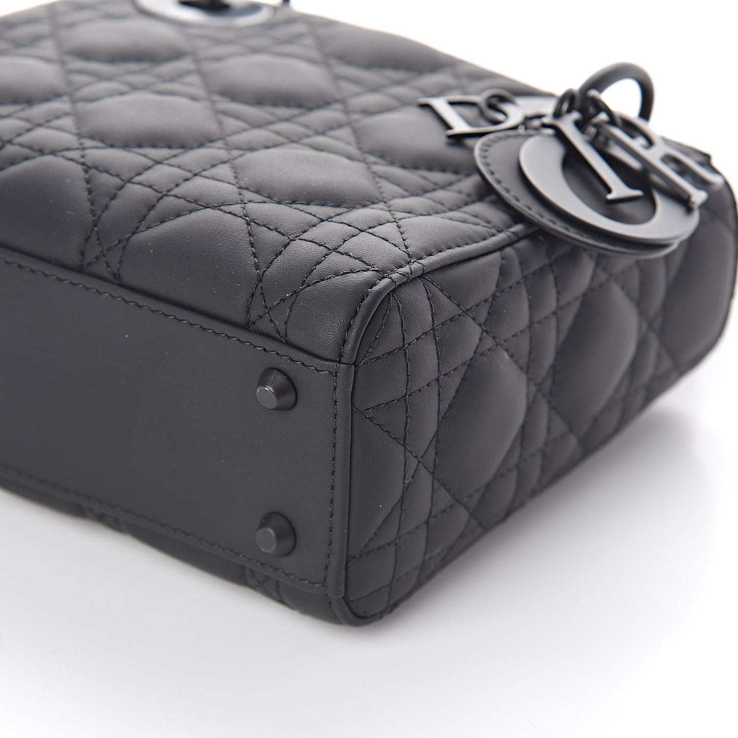 Ultra Matte Calfskin Cannage Mini Lady Dior Black
