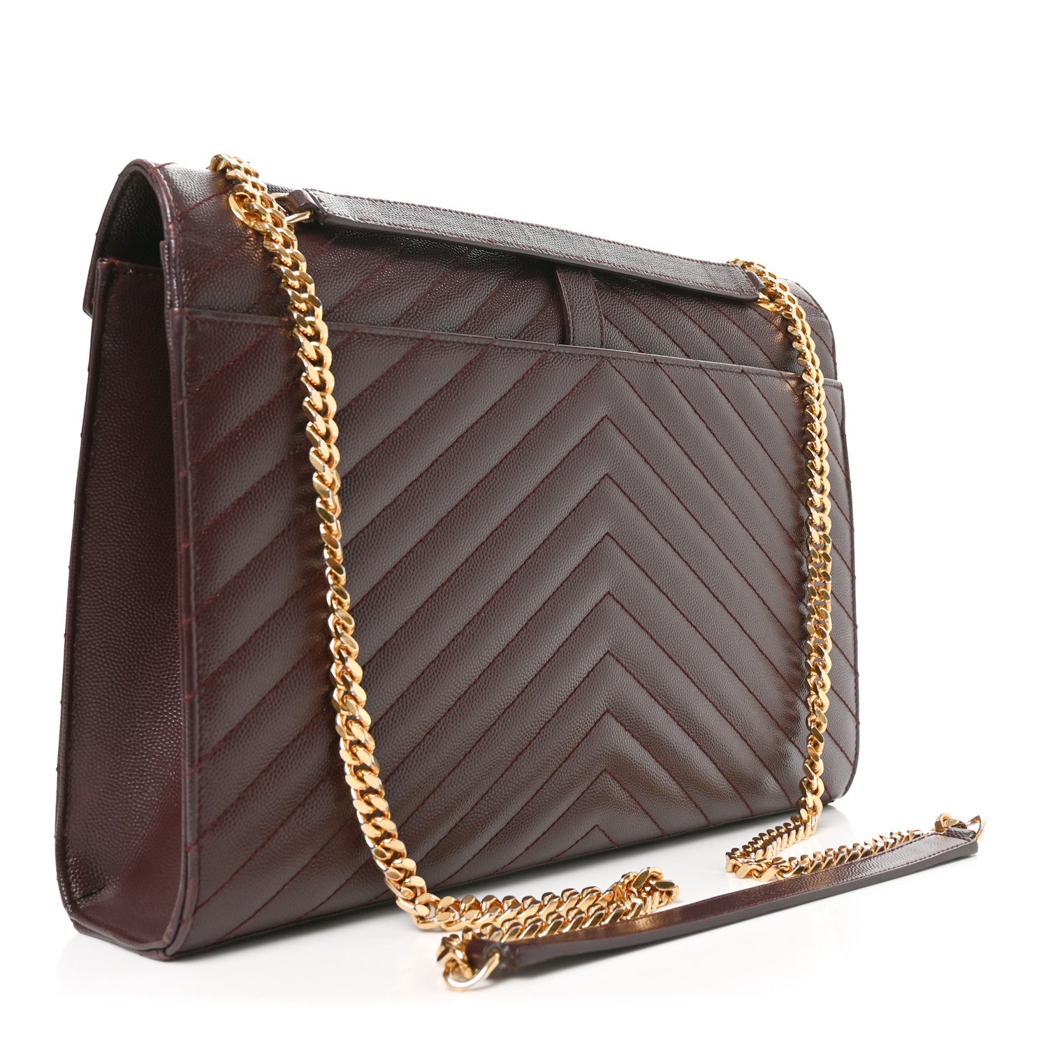 Saint Laurent Grain De Poudre Matelasse Chevron Large Monogram Satchel Amaranto 3 of 11