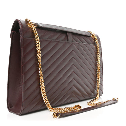 Saint Laurent Grain De Poudre Matelasse Chevron Large Monogram Satchel Amaranto 3 of 11