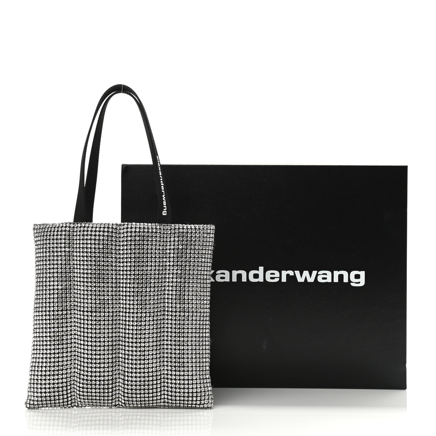 Alexander Wang Mesh Crystal Rhinestone Quilted Heiress Tote Black Silver 9 of 9