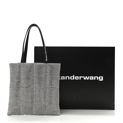 Alexander Wang Mesh Crystal Rhinestone Quilted Heiress Tote Black Silver 9 of 9