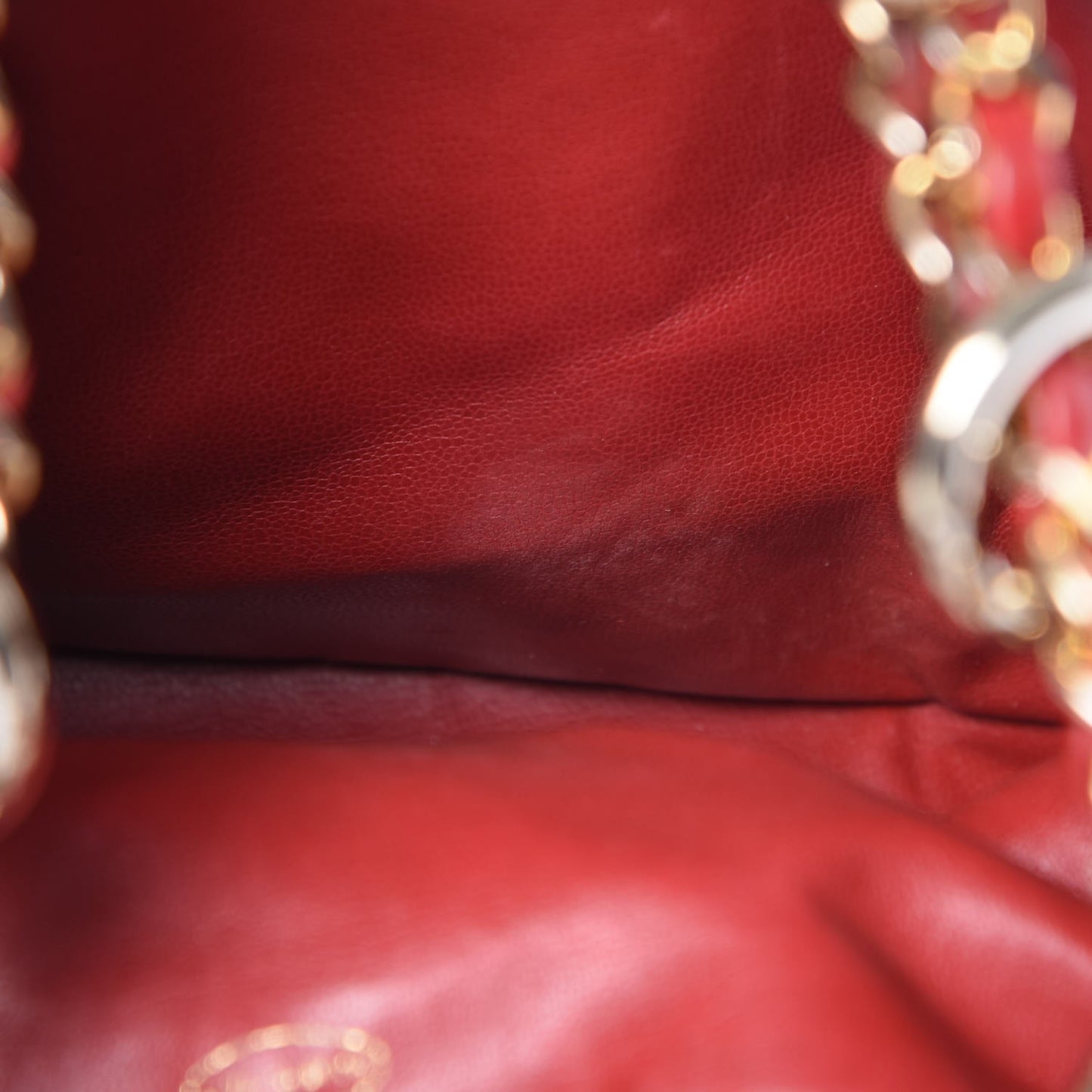 Lambskin Quilted Drawstring Bucket Bag Red
