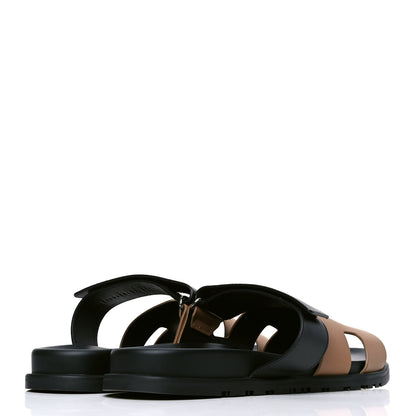 Hermes Calfskin Womens Chypre Sandals 43 Black Gold 3 of 4