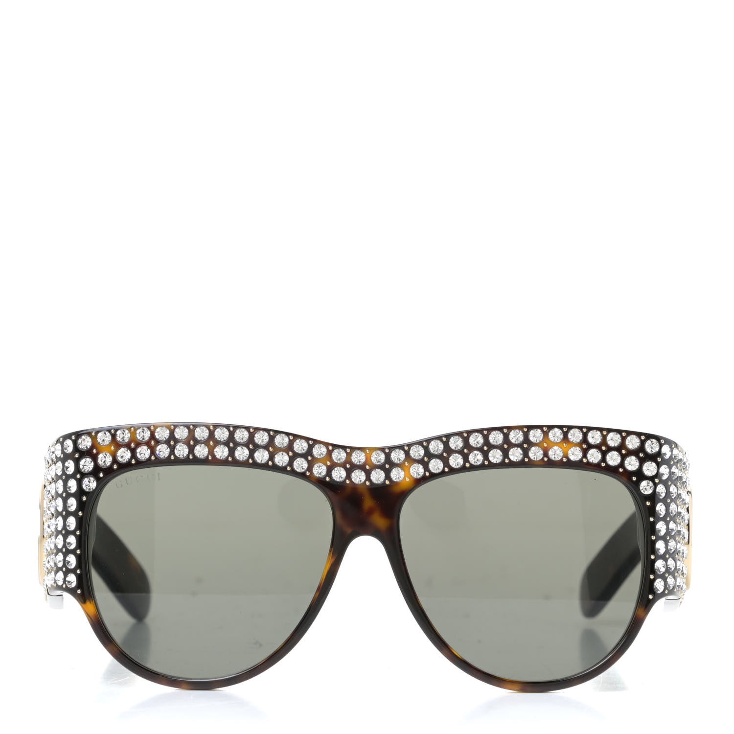 Gucci Acetate Crystal Oversize Hollywood Forever Sunglasses GG0144S Tortoiseshell 2 of 4