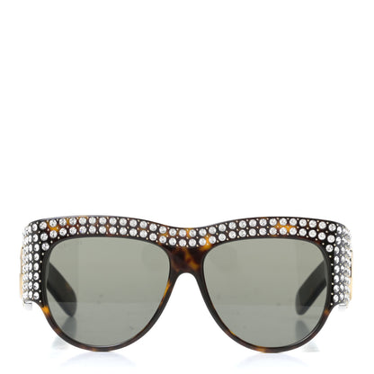 Gucci Acetate Crystal Oversize Hollywood Forever Sunglasses GG0144S Tortoiseshell 2 of 4