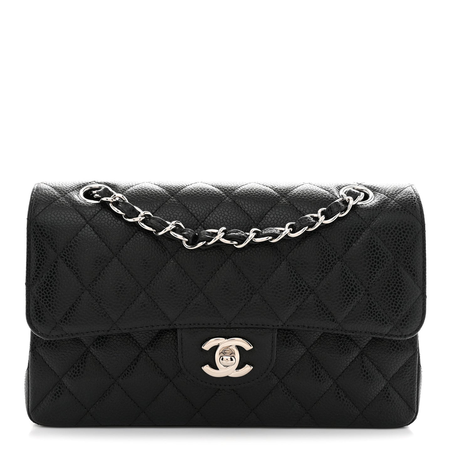 Caviar Quilted Small Double Flap Black