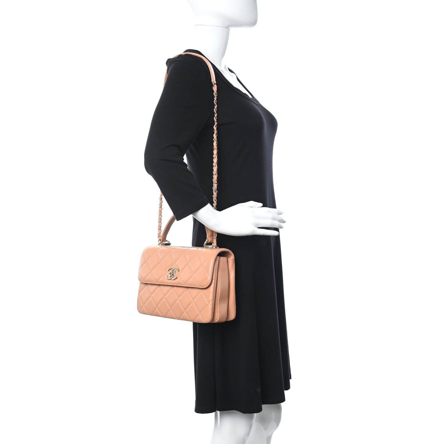 Lambskin Quilted Small Trendy CC Dual Handle Flap Bag Camel