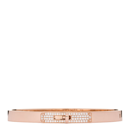 Hermes 18K Rose Gold Diamond PM Kelly Pave Bracelet ST 1 of 3