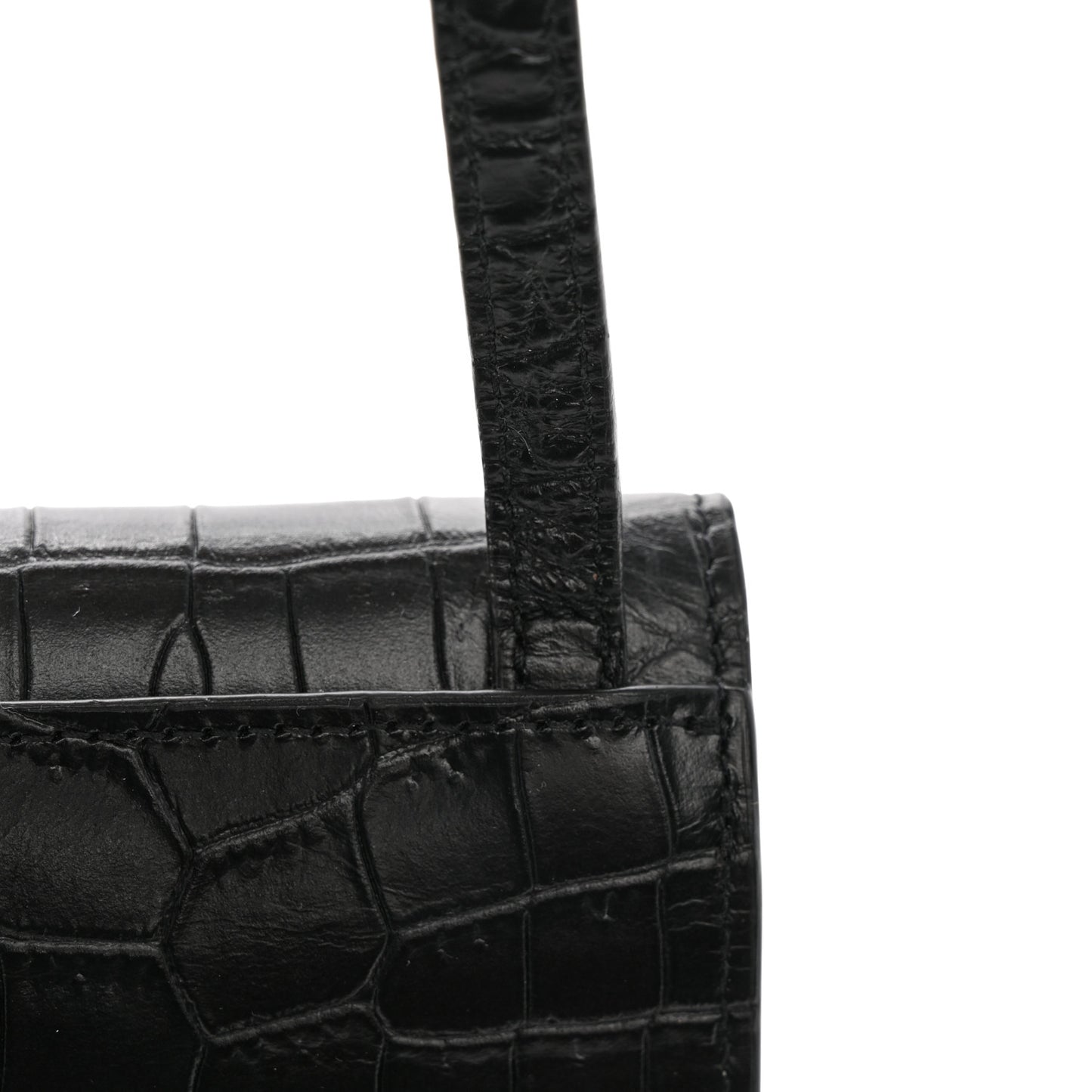 Calfskin Crocodile Embossed Phone Holder Crossbody Black