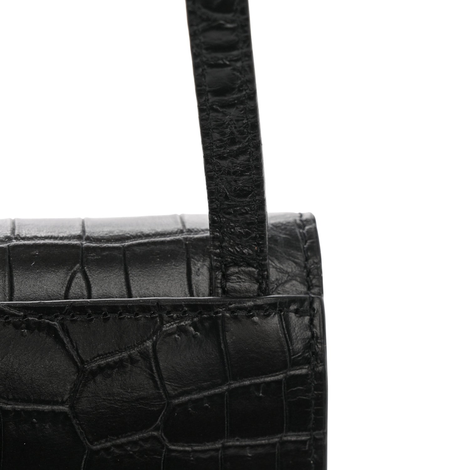 Saint Laurent Calfskin Crocodile Embossed Phone Holder Crossbody Black 11 of 13