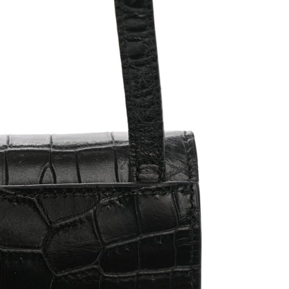 Saint Laurent Calfskin Crocodile Embossed Phone Holder Crossbody Black 11 of 13