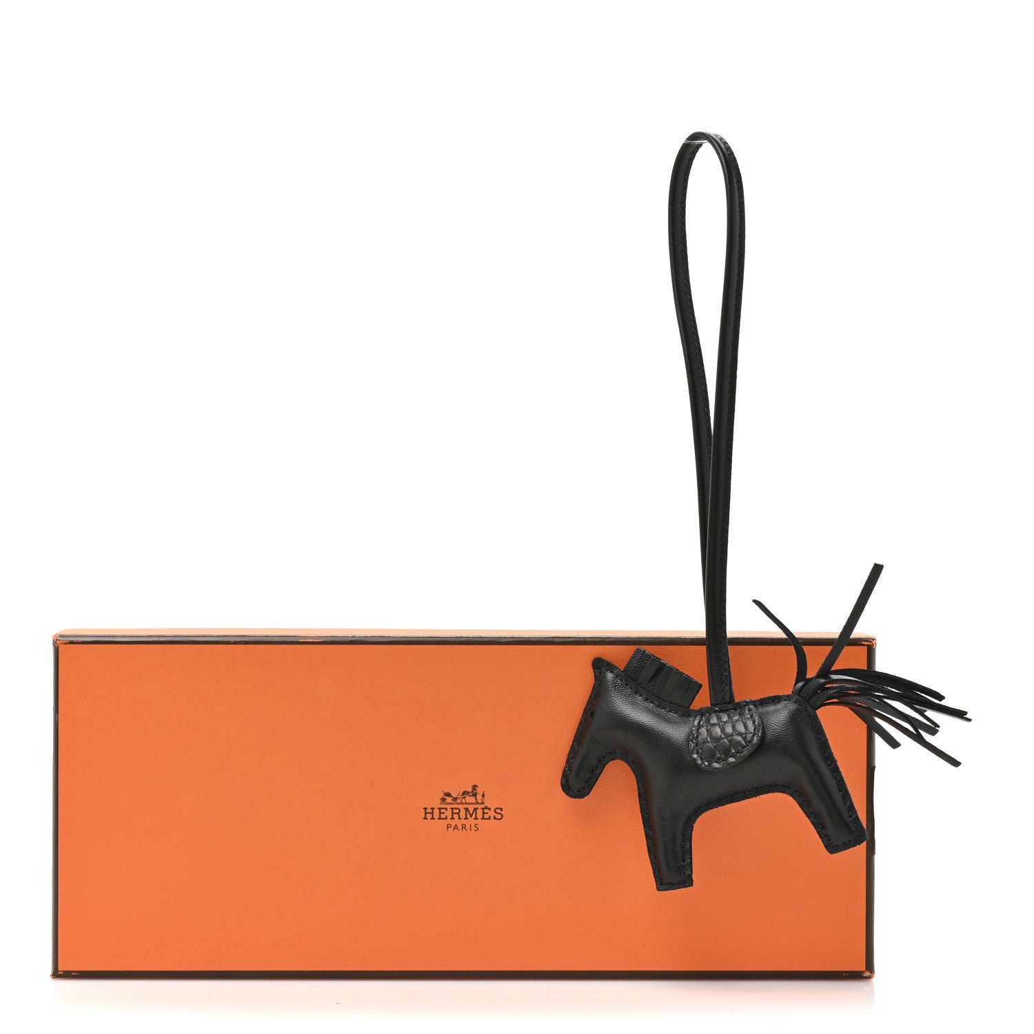 Hermes Milo Lambskin Matte Alligator Touch Grigri Rodeo Horse Bag Charm PM So Black 5 of 5