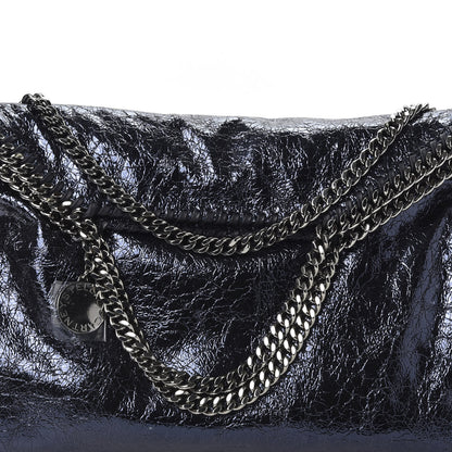 Stella McCartney Metallic Crackle Falabella Fold Over Tote Navy 8 of 8