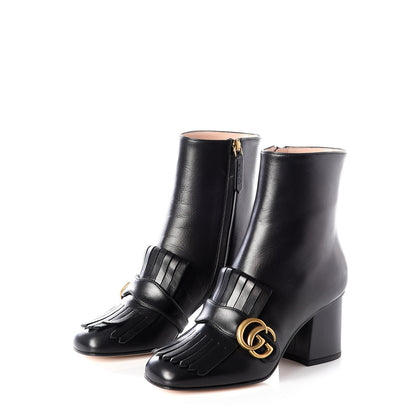 Gucci Malaga Kid GG Marmont Fringe 75mm Ankle Boots 36 Black 2 of 11