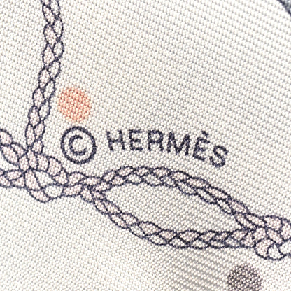 Hermes Silk Les Cles A Pois Twilly White Gris Acier 3 of 4