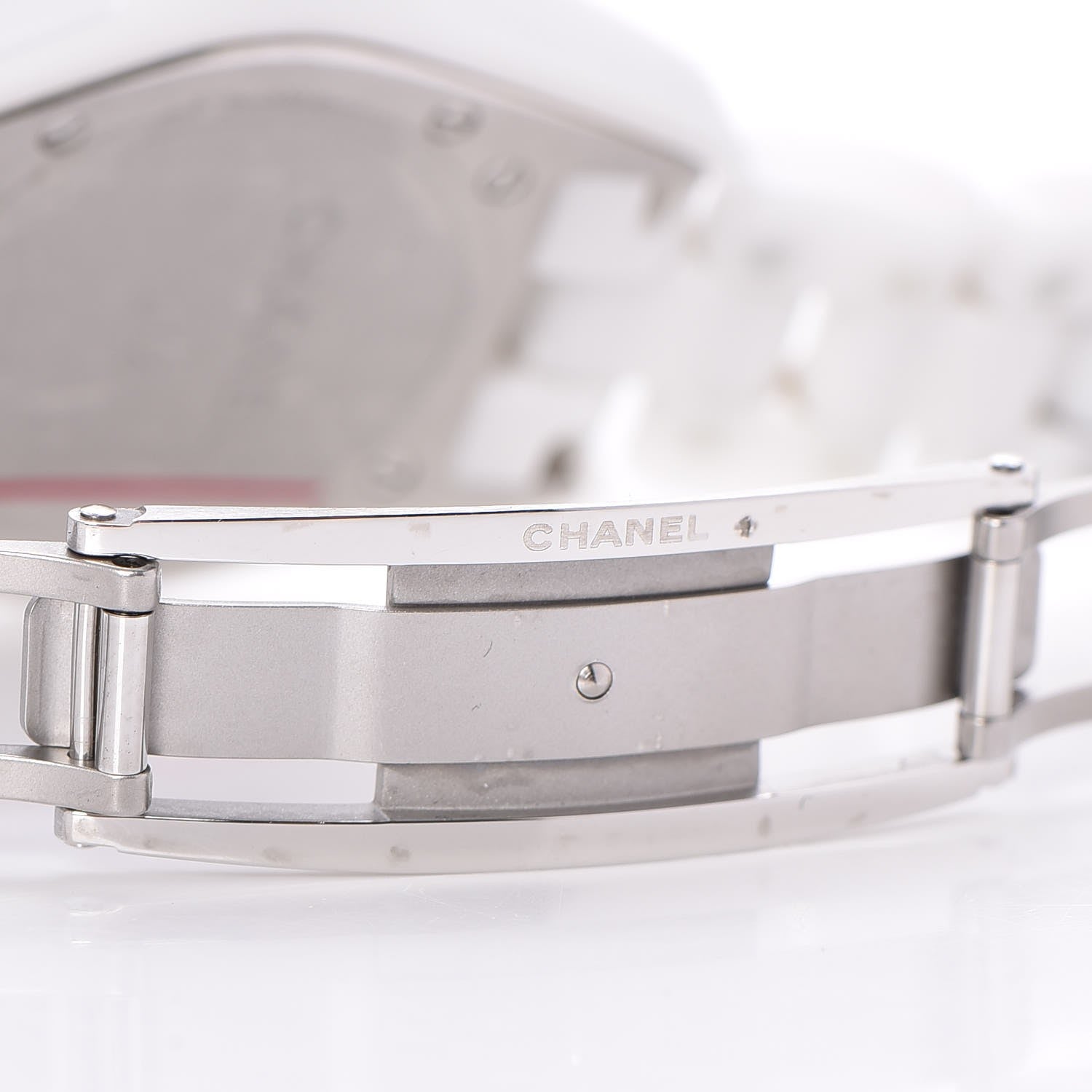 Chanel Stainless Steel Ceramic Diamond Pink Sapphire 33mm J12 Quartz Watch White 4 of 7