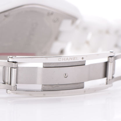 Chanel Stainless Steel Ceramic Diamond Pink Sapphire 33mm J12 Quartz Watch White 4 of 7