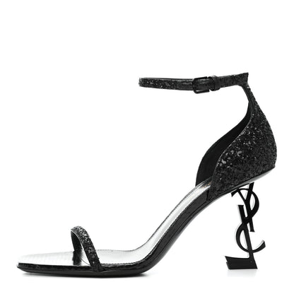 Saint Laurent Glitter Opyum Sandals 36.5 Black 1 of 13