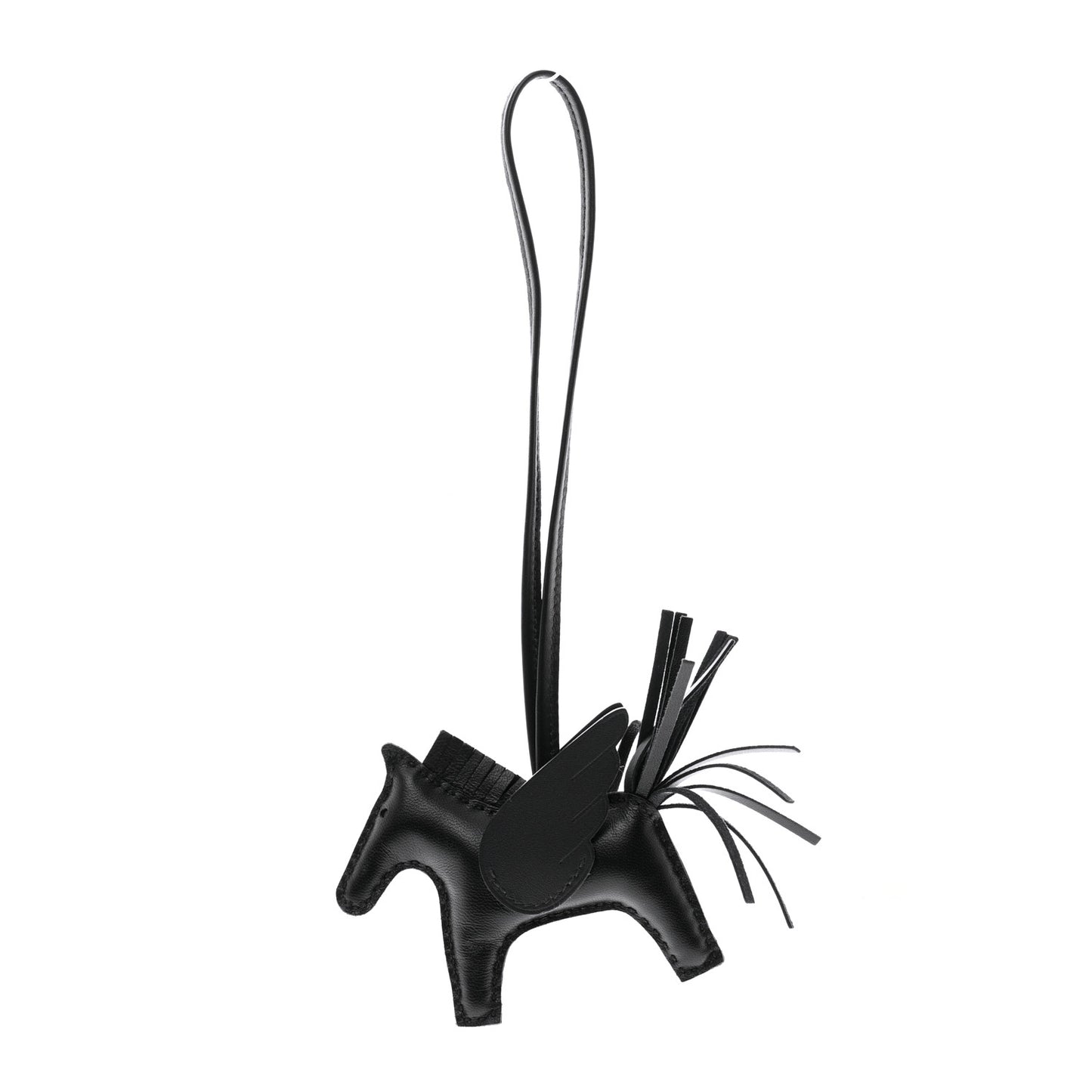 Milo Lambskin Grigri Rodeo Pegase Horse Bag Charm PM So Black