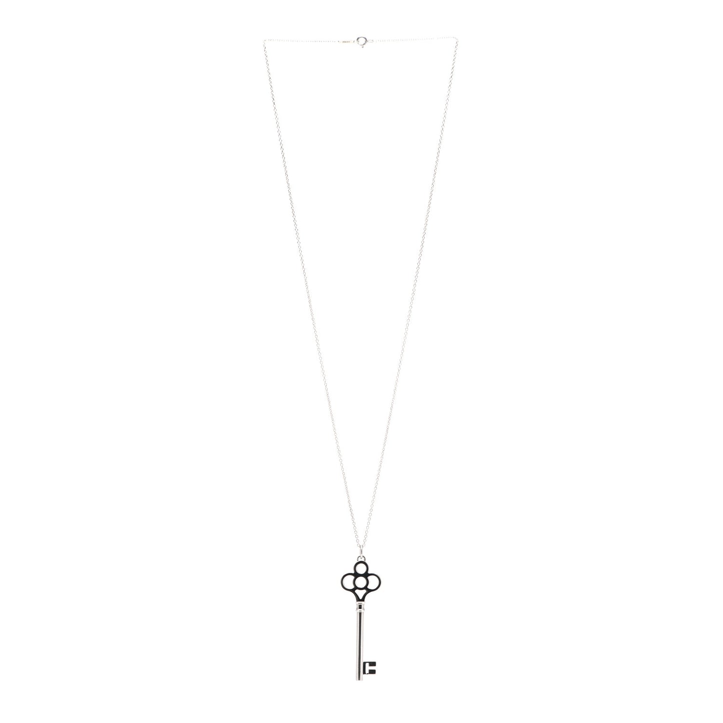 Sterling Silver Large Crown Key Pendant Necklace