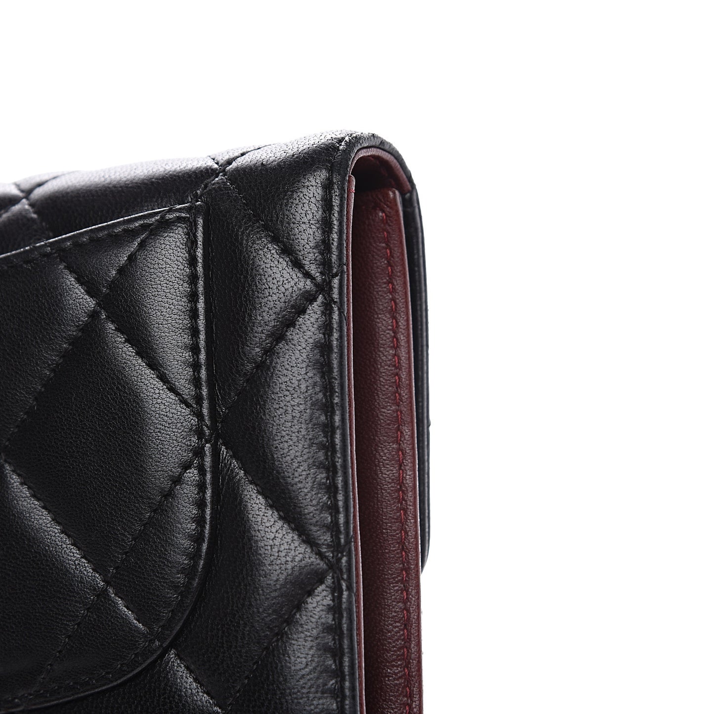 Lambskin Quilted Large Flap Wallet Black