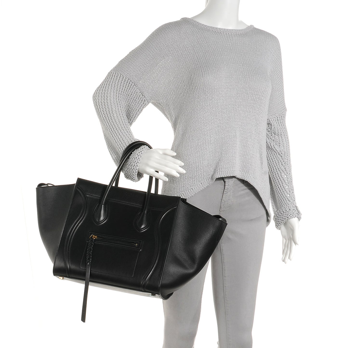 Smooth Calfskin Medium Phantom Luggage Black