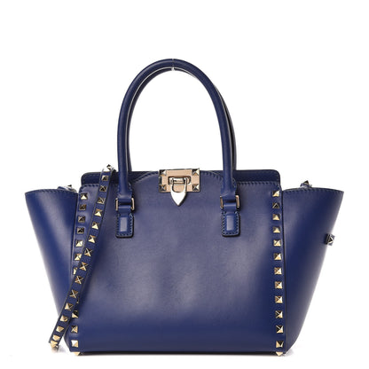 Valentino Garavani Vitello Small Rockstud Double Handle Tote Blue China 1 of 10