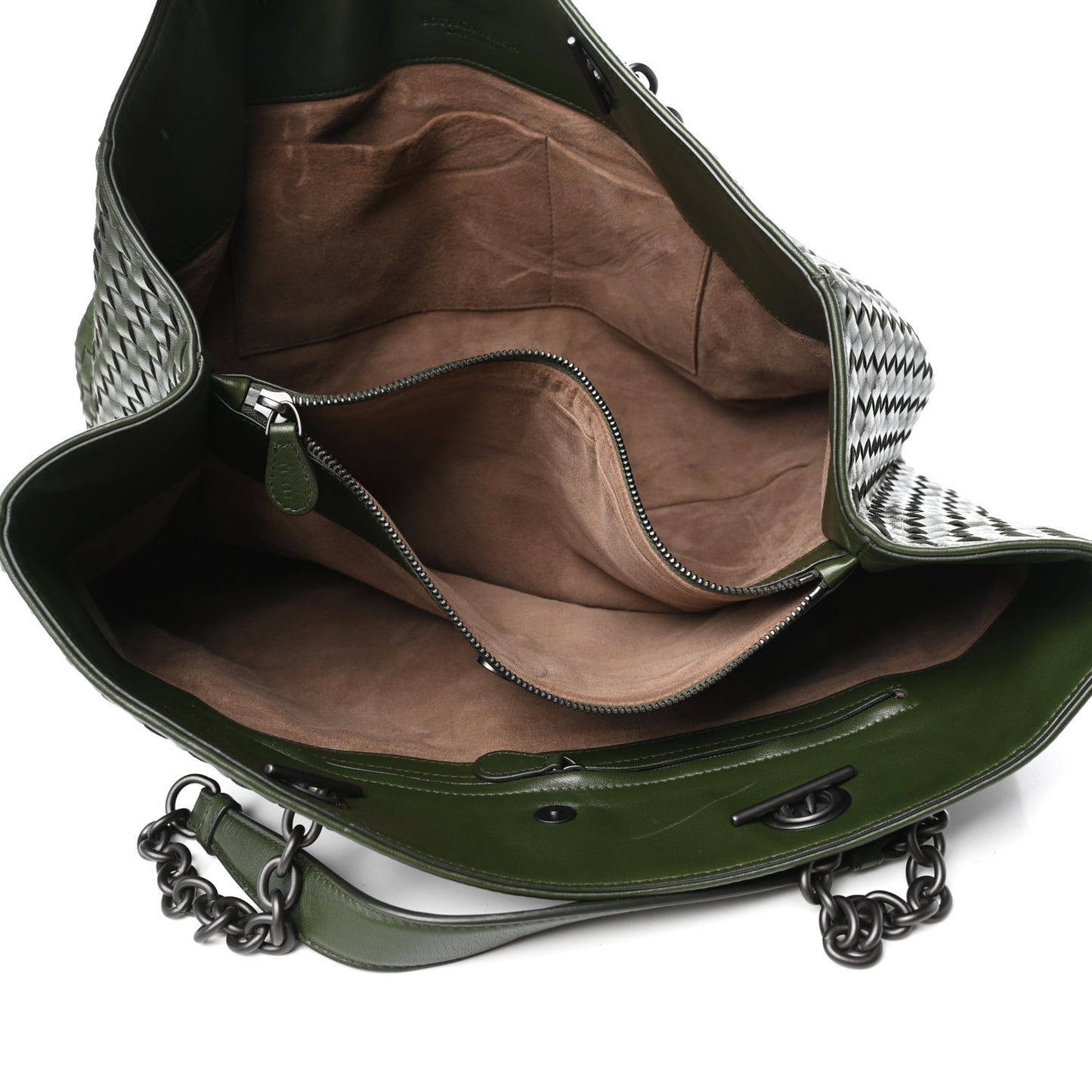 Nappa Intrecciato Large Classic Chain Strap Tote Green